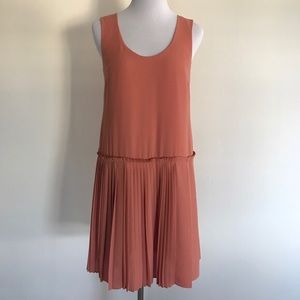 Banana Republic coral pleated drop-waist dress